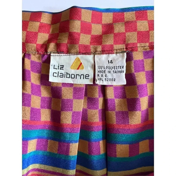 vintage Liz Claiborne red Art Deco fit and flair midi skirt size S-M - Picture 5 of 10